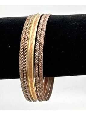 Vintage Boho Copper Brass Bangle Bracelet 5 pieces Intricate Textures